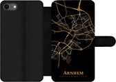 Bookcase Geschikt voor iPhone SE 2020 telefoonhoesje - Arnhem - Kaart - Goud - Zwart - Met vakjes - Wallet case met magneetsluiting