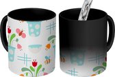 Magische Mok - Foto op Warmte Mok - Patroon - Pasen - Bloemen - 350 ML - Uitdeelcadeautjes