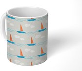 Mok - Koffiemok - Zeilboot - Patronen - Zee - Varen - Mokken - 350 ML - Beker - Koffiemokken - Theemok