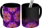 Magische Mok - Foto op Warmte Mokken - Koffiemok - Bloemen - Mandala - Bohemian - Design - Magic Mok - Beker - 350 ML - Theemok