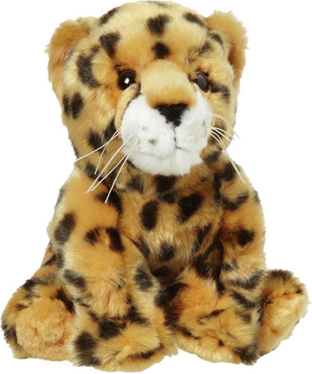 Nature Planet Pluche cheetah - jachtluipaard knuffel - 18 cm - wilde dieren knuffel - dieren speelgoed knuffel