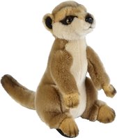 Pluche bruine stokstaartje knuffel 28 cm - Stokstaartjes wilde dieren knuffels - Speelgoed voor kinderen
