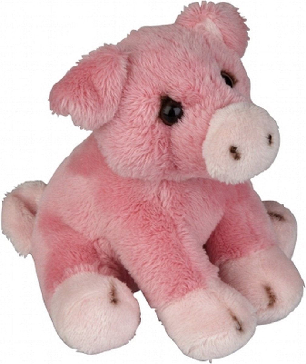 Ravensden pluche varkens knuffel - roze - 15 cm - boerderij dieren knuffelbeesten