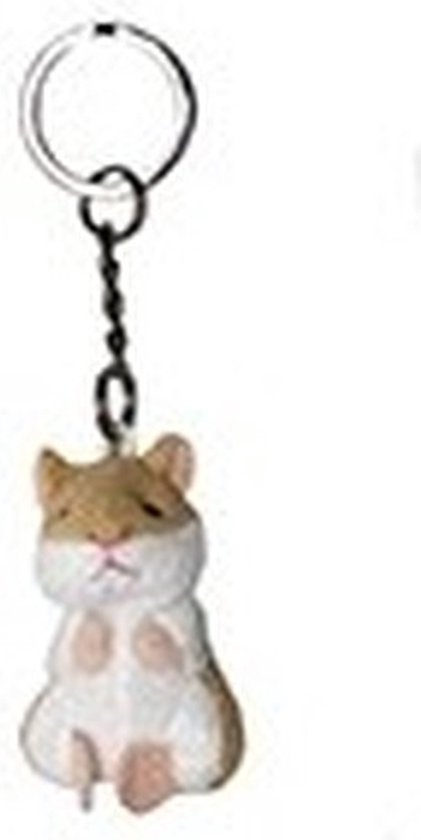 Nature Planet Pluche knuffeldier sleutelhanger - 2x - hamster - 6 cm - dieren sleutelhangers