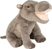 Pluche grijze nijlpaard knuffel 30 cm - Nijlpaarden safaridieren knuffels - Speelgoed knuffeldieren/knuffelbeest voor kinderen