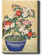 Walljar - Ohara Koson - Blooming Azalea In Blue Pot - Muurdecoratie - Canvas schilderij