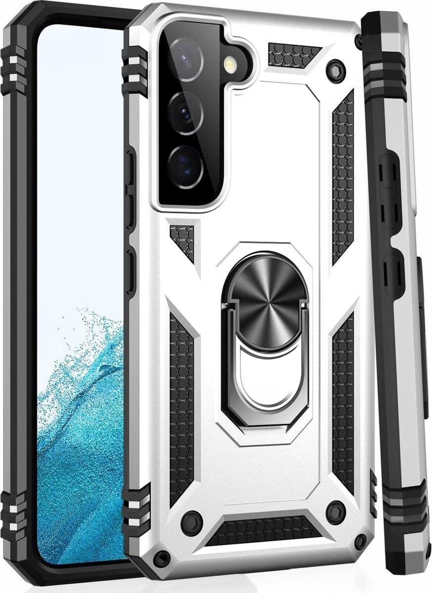Hoesje Geschikt Voor Samsung Galaxy S22 Plus Hoesje Anti-Shock Hybrid Armor Zliver - Hoesje Geschikt Voor Samsung Galaxy S22 Plus hoesje met Kickstand Ring Houder - Kunststof - Back Cover