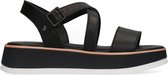 No Stress - Dames - Zwarte leren sandalen met plateau - Maat 37