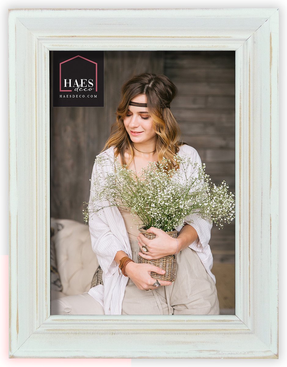 HAES DECO - Houten Fotolijst Nancy Vintage Wit voor 1 foto formaat 13x18 - SP10118
