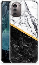 Smartphonehoesje Nokia G21 | G11 Smartphone hoesje Marble White Black