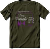 M4 Sherman leger T-Shirt | Unisex Army Tank Kleding | Dames / Heren Tanks ww2 shirt | Blueprint | Grappig bouwpakket Cadeau - Leger Groen - XL