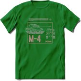 M4 Sherman leger T-Shirt | Unisex Army Tank Kleding | Dames / Heren Tanks ww2 shirt | Blueprint | Grappig bouwpakket Cadeau - Donker Groen - M