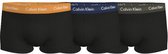 Calvin Klein low rise trunks (3-pack) - lage heren boxers kort - zwart met gekleurde tailleband -  Maat: S
