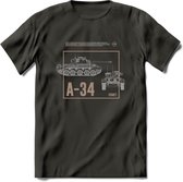 A34 Comet leger T-Shirt | Unisex Army Tank Kleding | Dames / Heren Tanks ww2 shirt | Blueprint | Grappig bouwpakket Cadeau - Donker Grijs - M