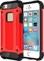 Mobigear Hoesje geschikt voor Apple iPhone SE (2016) Telefoonhoesje Hardcase | Mobigear Outdoor Backcover Shockproof | Schokbestendig iPhone SE (2016) Telefoonhoesje | Anti Shock Proof - Rood