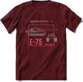 E75 leger T-Shirt | Unisex Army Tank Kleding | Dames / Heren Tanks ww2 shirt | Blueprint | Grappig bouwpakket Cadeau - Burgundy - XXL