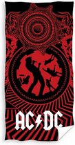 badlaken AC/DC 70 x 140 cm katoen rood/zwart