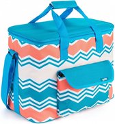 koeltas 30 liter 22 x 40 cm polyester blauw/wit/oranje