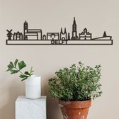 Skyline Delft (mini) Zwart Mdf Wanddecoratie Voor Aan De Muur Met Tekst City Shapes