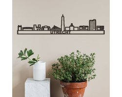 Skyline Utrecht (mini) Zwart Mdf Wanddecoratie Voor Aan De Muur Met Tekst City Shapes