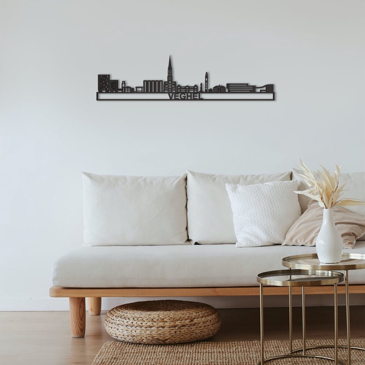 Skyline Veghel Zwart Mdf 130 Cm Wanddecoratie Voor Aan De Muur Met Tekst City Shapes