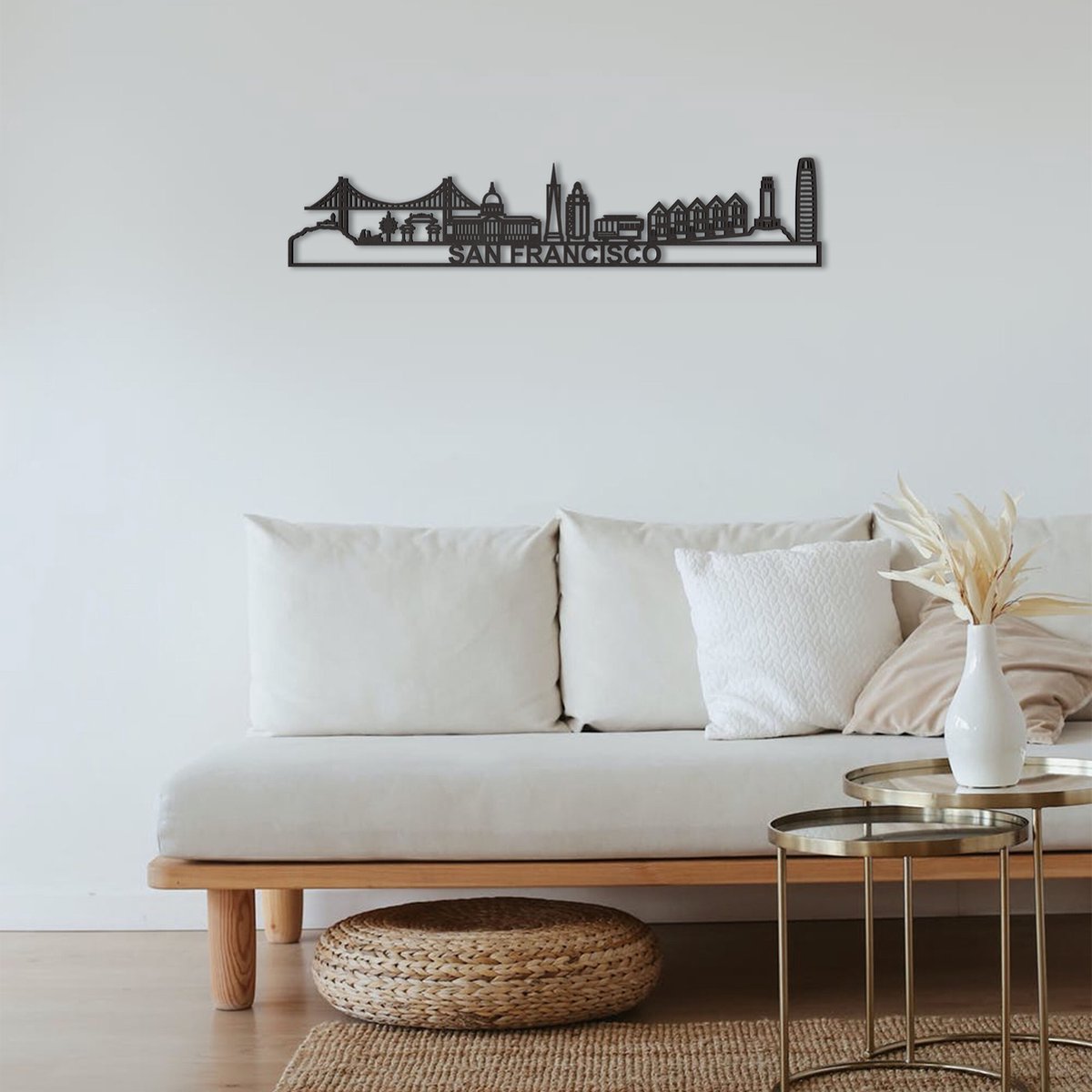 Skyline San Francisco Zwart Mdf 130 Cm Wanddecoratie Voor Aan De Muur Met Tekst City Shapes