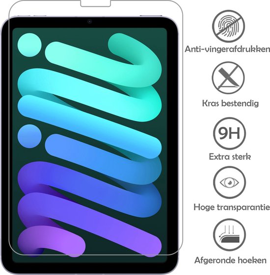 iPad Mini 6 2022 Case Cover Book Case avec protecteur d'écran - Blauw clair