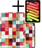 iPad Mini 6 Hoesje Plus Screenprotector Book Case Cover Plus Screen Protector - Blocks