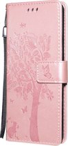 Sony Xperia 10 II Hoesje - Mobigear - Tree Serie - Kunstlederen Bookcase - Roségoud - Hoesje Geschikt Voor Sony Xperia 10 II