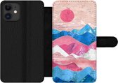 Bookcase Geschikt voor iPhone 12 Pro telefoonhoesje - Pride - Transgender - Marmer print - Met vakjes - Wallet case met magneetsluiting