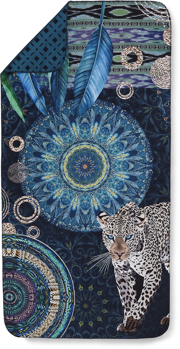 HIP Sporthanddoek "mandala's en een luipaard" - Multi - (50x100 cm) - Microvezel