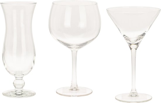 Excellent Houseware Cocktailglazen set - 12 stuks - 3 verschillende soorten