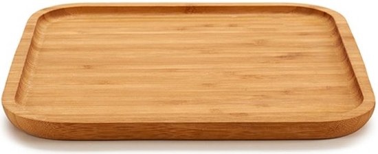 Foto: Bamboe houten broodplank serveerplank vierkant 25 cm dienbladen van hout