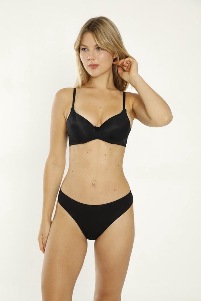 Marly MOON's - Dames Bikini Slips - 95% Katoen - Dames Ondergoed - XL - Zwart - 1 Stuk