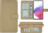 Geschikt voor Samsung Galaxy A53 5G Hoesje - Bookcase - A53 5G Hoesje - Pu Leder Wallet Book Case Goud Cover