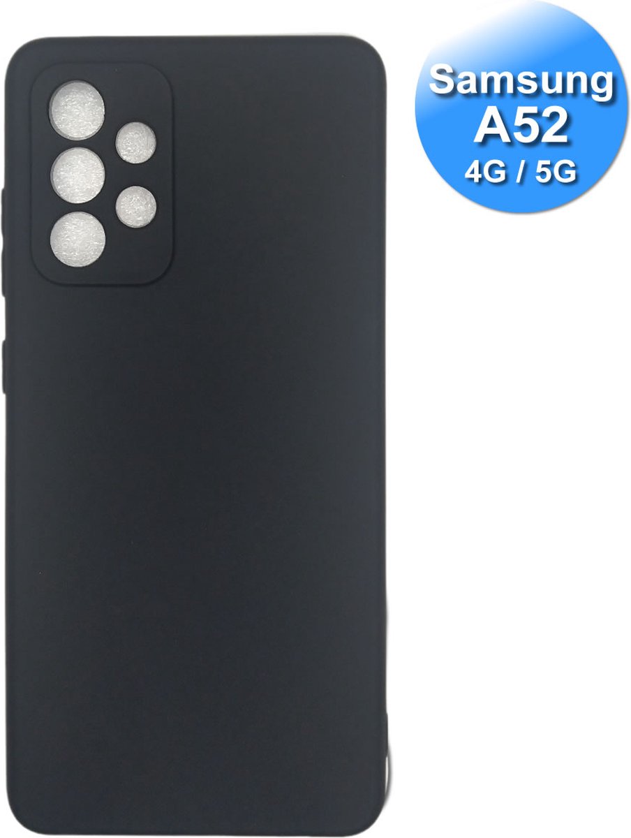 Telefoonhoesje geschikt voor de Samsung A52 - Siliconen Back Cover - Hoesje - Zwart