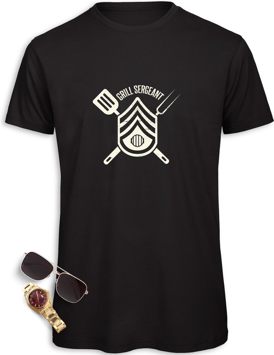 B & C - T Shirt Heren - Barbecue - BBQ - Zwart - Maat XL