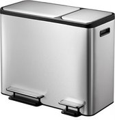 pedaalemmer EcoCasa afvalscheider 15+15+15 liter RVS matzilver