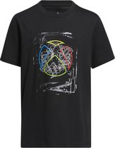 adidas Donovan Mitchell Shirt kinderen - sportshirts - zwart/wit - maat 164