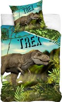 dekbedovertrek T-Rex junior 60 x 70 cm katoen groen