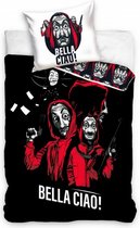 dekbedovertrek Money Heist 140x200/90 cm katoen zwart