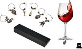 Bob Online – Setje van 6 – Wijnglasmarkeerders – Glasmarkeerders – Kerst Cadeau – Wijnglas Herkenners – Party Wijnglas Marker – Wijnglas Bedels – Wine Glass Charms – Wijnglas Kraal