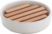 zeepblokhouder Natura 11,5 x 3 cm keramiek wit/bruin