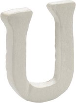 decoratieletter U 12,5 x 2 x 15 cm polystyreen wit