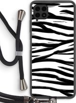 Case Company® - Samsung Galaxy A22 4G hoesje met Koord - Zebra pattern - Telefoonhoesje met Zwart Koord - Bescherming aan alle Kanten en Over de Schermrand