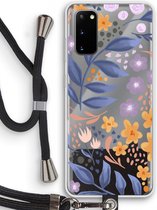 Case Company® - Samsung Galaxy S20 hoesje met Koord - Flowers with blue leaves - Telefoonhoesje met Zwart Koord - Bescherming aan alle Kanten en Over de Schermrand