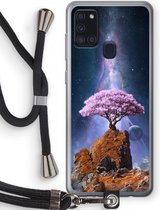 Case Company® - Samsung Galaxy A21s hoesje met Koord - Ambition - Telefoonhoesje met Zwart Koord - Bescherming aan alle Kanten en Over de Schermrand