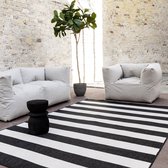 Buitenkleed Stripes zwart/wit dubbelzijdig - Polypropyleen - 160 x 230 cm - (M)