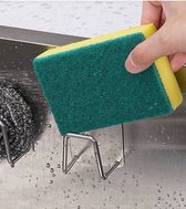 2 stuks - Sponshouder - Handdoekhouder - Vaatdoekhouder - Zelfklevend - Gootsteen accessoire - RVS - Wasbak
