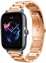 Stalen Smartwatch bandje - Geschikt voor  Amazfit GTS 3 stalen band - rosé goud - Strap-it Horlogeband / Polsband / Armband
